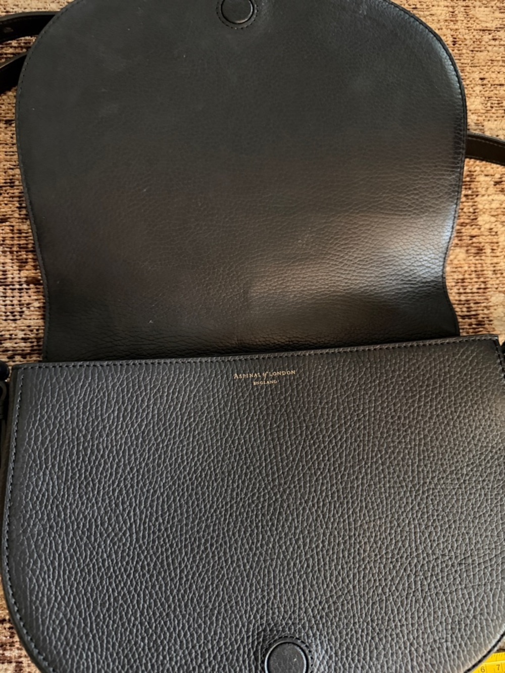 Aspinal of London Black Pebbled Leather Saddle Bag - Picture 2 of 7